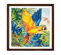 Trimits Large Printed Cross Stitch Kit - Parrot Design on 11 Count Printed Aida Fabric (42.5 x 41.5cm) with Threads, Needle, Colour Design and Instructions - Great for Skill Progression.