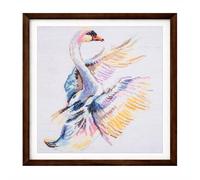Trimits Large Printed Cross Stitch Kit - Swan Design on 11 Count Printed Aida Fabric (42.5 x 41.5cm) with Threads, Needle, Colour Design and Instructions - Great for Skill Progression.