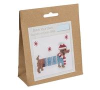 Trimits Mini Counted Cross Stitch Kits, 13 x 13cm (5 x 5in), Christmas Dachshund