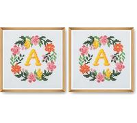 Trimits Mini Counted Cross Stitch Kits, 13 x 13cm (5 x 5in), Floral Monogram (Pack of 2)