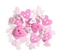 Trimits Mini Hearts Button Pack - Pink, 4mm to 10mm