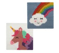 Trimits 'My First' Beginner Crochet Kit - Crochet Starter Kit Including Yarn, Needles, Canvas, & Instructions, Beginners Knitting Set Gift - 14.5cm, Unicorn & Cloud