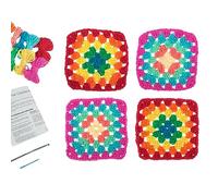 Trimits 'My First' Beginner Knitting Kit - Starter Kit Including Yarn, Hook, Plastic Needle, & Instructions, Beginners Knitting Set Gift - 11 x 11cm, Multicoloured Granny Squares