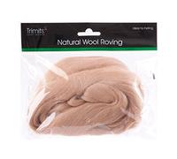 TRIMITS Natural 100% Wool Roving for Needle Felting 50g - Cream Beige