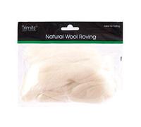 TRIMITS Natural 100% Wool Roving for Needle Felting 50g - White