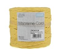 Trimits Natural Crafting Cotton Twisted Macramé Cord, Yellow, 4mm x 87m