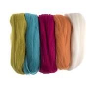 Trimits Natural Felting Roving Wool, Neon Brights, 50 g, FW50.AS5