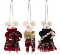Trimits Needle Felting Kit Christmas Mice - Red Tartan Trio, Festive Craft Kit, Homemade Christmas Decorations