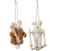 Trimits Needle Felting Mice Kit - Christmas Tree Decorations for Kids & Adults, Complete Craft Kit with Instructions, Wool Felt Set for Beginners, Homemade Gifts & DIY Baubles Embellishments