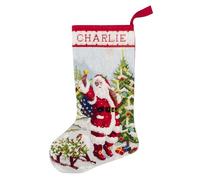 Trimits Personalised Christmas Stocking - Counted Half Stitch Kit, Father Chirstmas Design, Everything Included, 33 x 10cm