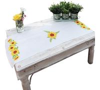 Trimits Printed Cross Stitch Kit - Table Runner - Includes, Printed Fabric, Threads, Needle & Instructions, 40 x 100cm, Sunflowers