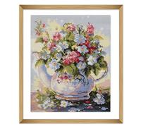 Trimits Printed Cross Stitch Kits - Printed Embroidery Needlecraft for Adults Beginners Kids, Christmas, Gifts, Wall Art (Frame Not Included), 11 Count Aida, Bloom