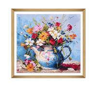 Trimits Printed Cross Stitch Kits - Printed Embroidery Needlecraft for Adults Beginners Kids, Christmas, Gifts, Wall Art (Frame Not Included), 14 Count Aida, Wildflowers