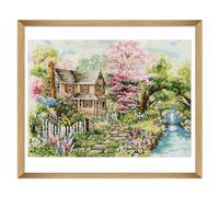 Trimits Printed Cross Stitch Kits - Printed Embroidery Needlecraft for Adults Beginners Kids, Christmas, Gifts, Wall Art (Frame Not Included), 14 Count Aida, Summer View