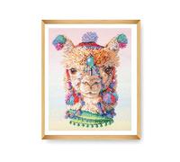 Trimits Printed Cross Stitch Kits - Printed Embroidery Needlecraft for Adults Beginners Kids, Christmas, Gifts, Wall Art (Frame Not Included), 11 Count Aida, Alpaca