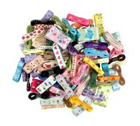 Trimits Ribbon Bundle - Printed Satin & Grosgrain, 3M X 6-38mm, 100 Pieces, Assorted Colours & Styles, Craft Essentials