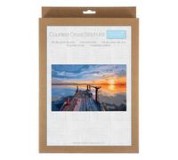 Trimits Sunset Counted Cross Stitch Kit with Aida Fabric & Threads | Includes 14 count white Aida, pre-sorted threads, needle, colour chart and illustrated instructions.