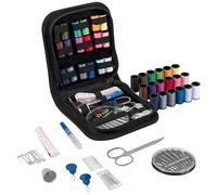 Trimits Sewing Kit - Portable Case for Adults, Beginners, DIY, Home, Travel, Emergency, Repair & Clothing Fixes with Thread Needles Scissors Tape Buttons & More, Blue, 12 x 12.5 x 3cm