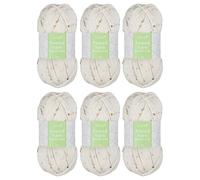 Trimits Tweed Double Knit Acrylic Yarn for Knitting and Crochet - 6 x 100g (280 metres) - Soft Touch Easy Care Machine Washable DK Yarn, Oeko-TEX Certified Acrylic Viscose Blend, Natural