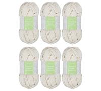 Trimits Tweed Double Knit Dk Cream Acrylic Viscose Knitting & Crochet Wool Yarn 6 X 100G Soft Touch Machine Washable Oeko-Tex