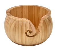 Trimits Varnished Pine Yarn Bowl 17.5 x 10cm - Smooth Wooden Knitting & Crochet Yarn Holder with Spiral Feed Slot