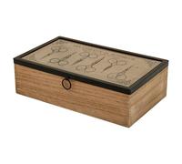 Trimits Wooden Sewing Box 24 x 14 x 7cm - Sewing Kit Box Craft and Jewellery Organiser with Clear Acrylic Lid and Vintage Scissor Design