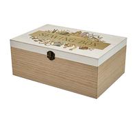 Trimits Wooden Sewing Box 30 x 20 x 12cm - Sewing Kit Box Large Craft Organiser for Tools, Hoops and Projects with Vintage Haberdashery Design