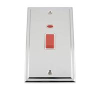TRIMLINE Polished Chrome Cooker Switch 45AMP Tall White Insert