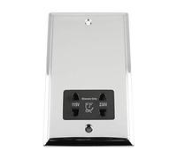 TRIMLINE Polished Chrome Shaver Socket 115V/230V Black Double