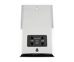 TRIMLINE Polished Chrome Shaver Socket 115V/230V Black Double