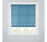 Trimmable Square Eyelet Roller Blind - 4FT - BLUE STONE - 120cm(W)x170cm(L) | Polyester Light-Filtering Roller Blind, Trim-To-Size for a Custom Fit, Brackets Inc, Ideal for Bedrooms, Kitchens & Lounges