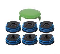 Trimmer Spool, 6pcs 29242 29082 Replacement Spools with Cap 3410468 Compatible with for greenworks 21212 21272, 1.65mm x 27ft Nylon Line for Cordless String Trimmer