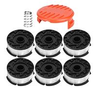 Trimmer Spool, 6Pcs Weed Eater Strings Lawn Mower Spool with Cap and Spring Replacement Parts Accessories Fit for Black Decker AF100