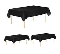 Trimming Shop 1 Piece Black Tablecloth Disposable Plastic Table Cover Waterproof Wipe Clean 54" x 108" Rectangle Table Cloths for Baby Shower Wedding Birthday Christmas Party Home Table Decorations