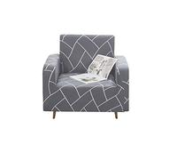 Trimming Shop 1 Seater Ultra Soft Super Stretch Sofa Slipcover, Grey/White | Armchair Sofa Cover Protector for Living Room Non Slip Sofa Cover Furniture Protector Simple to Fit & Machine Washable