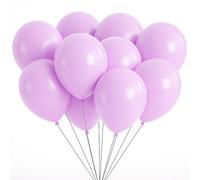 Trimming Shop 10 Inch Macaron Latex Balloons, Soft Pastel Lilac Purple Party Balloons for Birthday Decorations, Wedding, Baby Shower, Balloon Arch, Garland, Helium or Air Fill, 100pcs