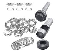 Trimming Shop 10 Set 40mm Eyelets Grommet with 3 Grommet Setting Tool Eyelet Punch Kit for DIY Leathercrafts, Tarpaulin, Vinyl Banners, Pool Covers, Silver