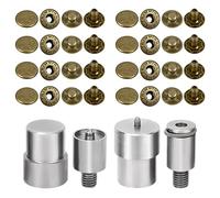 Trimming Shop 10 Sets Bronze Finish Press Studs 15mm with Green Machine Compatible Die Set - S-Spring Press Stud Closures for Leather Bags, Crafts, Jackets & Sewing Projects.