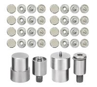 Trimming Shop 10 Sets Silver Finish Press Studs 15mm with Green Machine Compatible Die Set - S-Spring Press Stud Closures for Leather Bags, Crafts, Jackets & Sewing Projects.