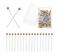 Trimming Shop 100 Pack Rose Gold Pearl Head Sewing Pins - 35mm (3.5cm) Straight Fabric Pins for Dressmaking, Quilting, Jewellery, Crafts, Flower Decoration, DIY Projects