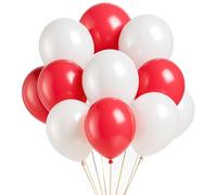 Trimming Shop 100 Pcs Red & White 10 Inch Helium Grade Latex Balloons