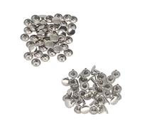 Trimming Shop 100 Pieces of 2-Piece Silver Tubular Cap Rivets Screwbacks, 8mm x 8mm - Made from Solid Brass - Accessories for Clothing, Jackets, Jeans, Bags - Fashion, Arts & Crafts