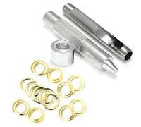 Trimming Shop 100 Set 10mm Eyelets Grommet with 3 Grommet Setting Tool Eyelet Punch Kit for Leather, Fabric, Shoes, Handbag, Purses, Repair Clothing, Making Crafts, Gold