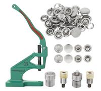 Trimming Shop 100 Set 12mm Jersey Cap Snaps Fasteners Poppers No Sew Metal Press Studs Button with Fixing Die Set & Universal The Green Machine Hand Press for Western Shirt Clothing, Bags, DIY Crafts