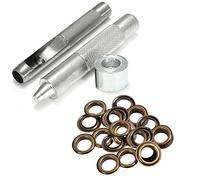 Trimming Shop 100 Set 16mm Eyelets Grommet with 3 Grommet Setting Tool Eyelet Punch Kit for Leather, Fabric, Shoes, Handbag, Purses, Repair Clothing, Making Crafts, Bronze