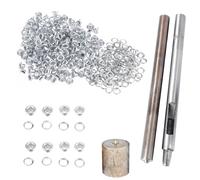 Trimming Shop 100 Set 3mm Eyelets Grommet with 3 Grommet Setting Tool Eyelet Punch Kit for Leather, Fabric, Shoes, Handbag, Purses, Repair Clothing, Making Crafts, Silver