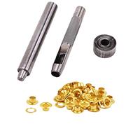 Trimming Shop 100 Set 8mm Eyelets Grommet with 3 Grommet Setting Tool Eyelet Punch Kit for Leather, Fabric, Shoes, Handbag, Purses, Repair Clothing, Making Crafts, Gold
