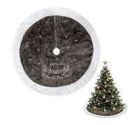 Trimming Shop 100cm Grey & White Christmas Tree Skirt, Plush Velvet Christmas Tree Skirt Base, Xmas Tree Floor Mat Cover ‘It’s The Most Wonderful Time of The Year’ Embroidery Holiday Home Decoration