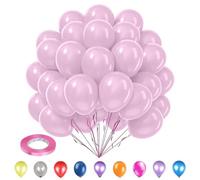 Trimming Shop 100Pcs 10” Baby Pink Party Balloons with 20m Pink Curling Ribbon Roll, Strong Thick Helium Quality Latex Round Balloons for Baby Showers, Birthdays, Weddings, Valentine’s Day Decorations
