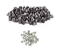 Trimming Shop 100pcs Plastic Cone Studs with Base Pin, 13mm x 7mm, Gunmetal